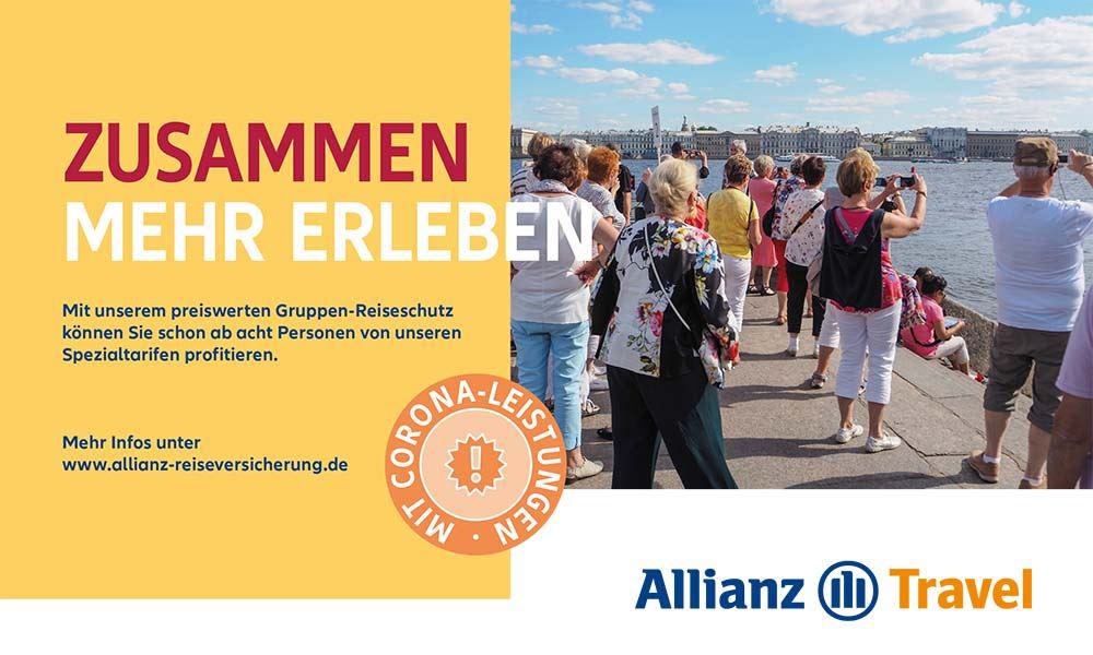 Allianz Travel informiert über Gruppenschutz mit Corona-Leistungen Gruppenreise, Allianz Travel, Reiseschutz, Reiseversicherung, Corona-Leistungen,