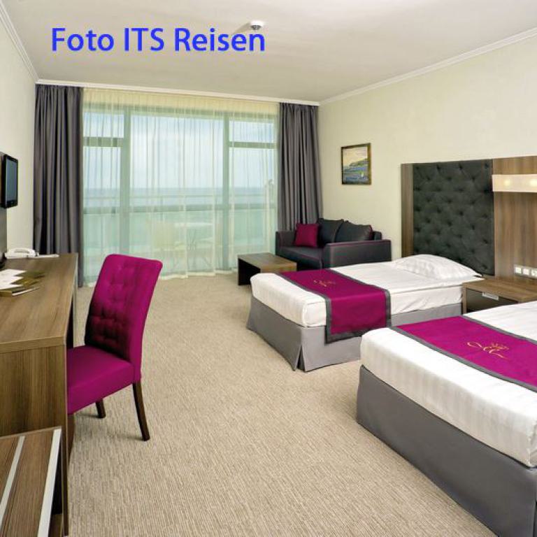 hotelzimmer, meerblick, twinbetten, modern, marina grand, goldstrand, urlaub