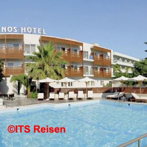 kreta, hotel, minos, außenansicht, balkon, fassade, griechenland, unterkunft, urlaub, seniorenreise