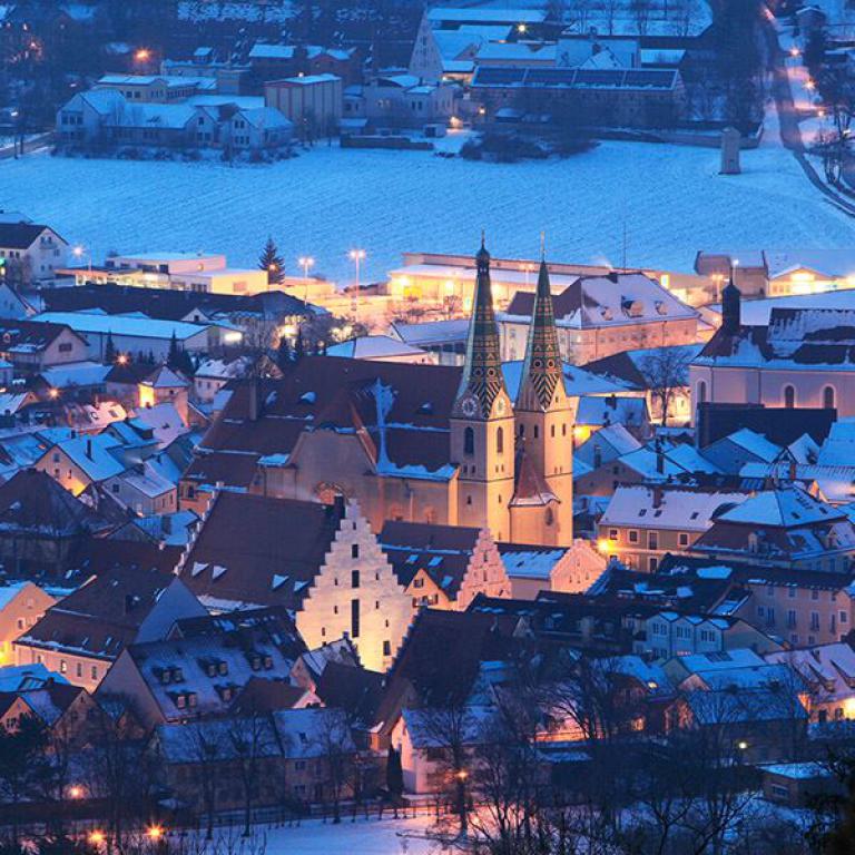 winter, stadt, schnee, straße, häuser, bäume, frost, stimmung, stadtbild, stadtansicht